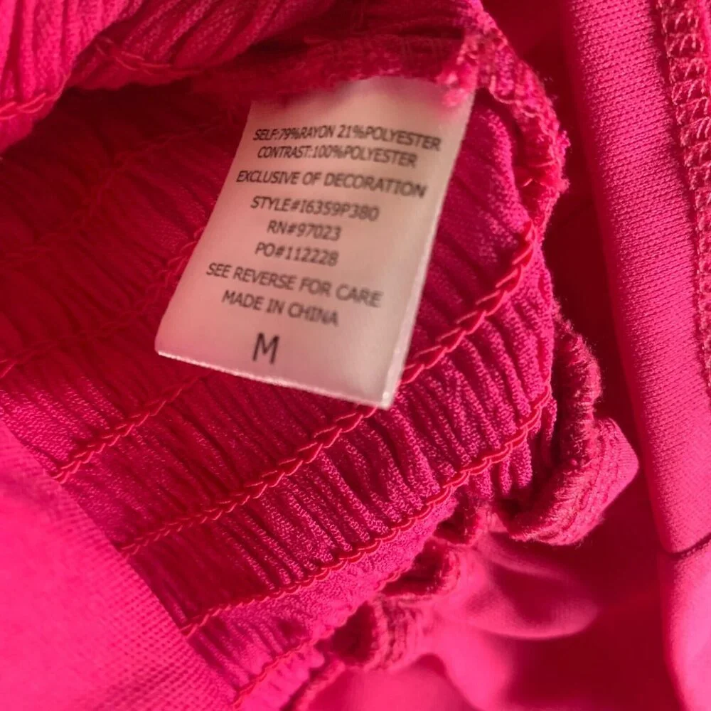 Miken Junior's Smocked Tiered Ruffled Skirt Pink Pullover Swim Cover‎ Up Size M